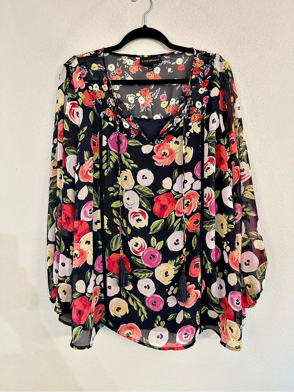 Lane Bryant Floral Blouse in Blue & Multicolor Size 22 Like New